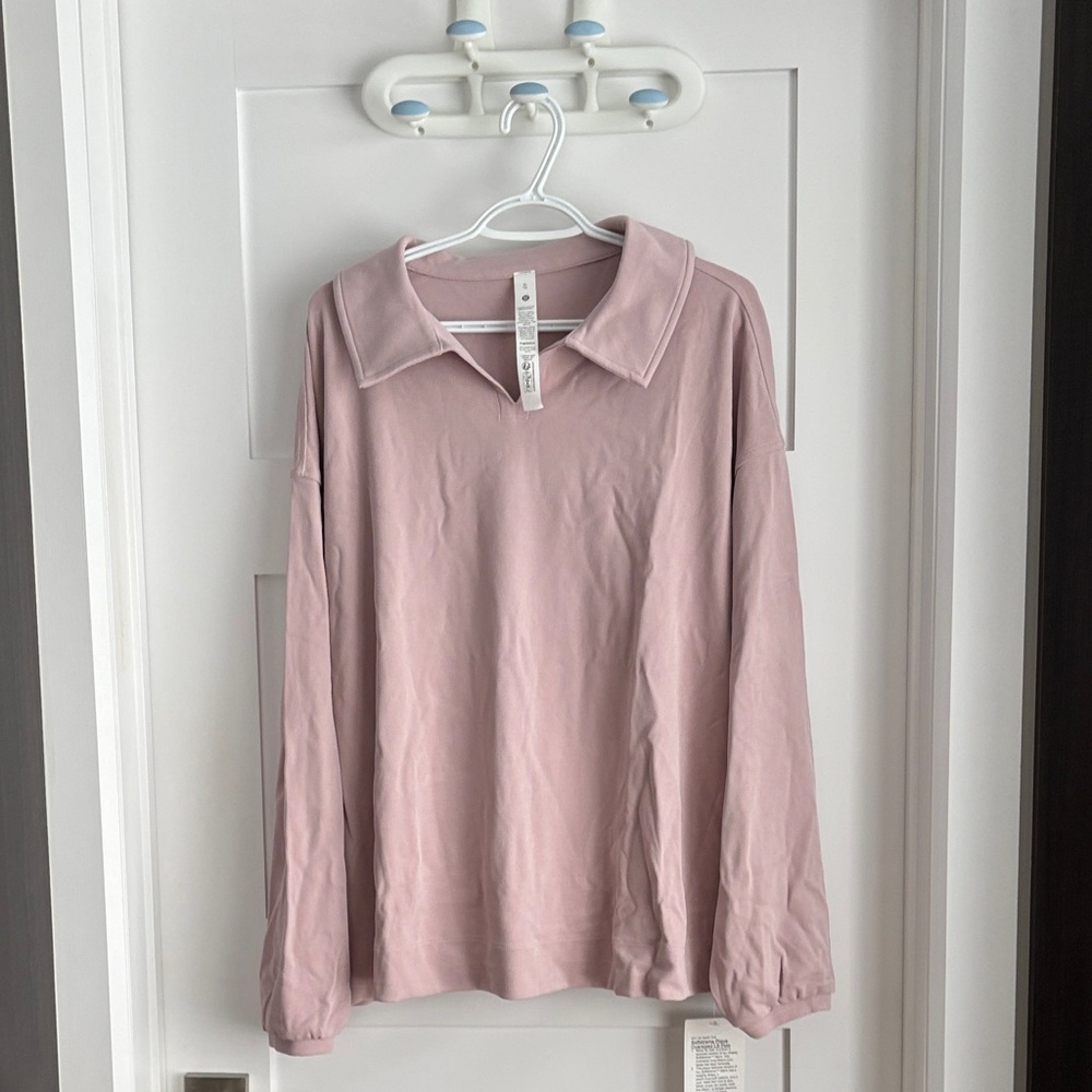 lululemon athletica Long Sleeve Polo Top in Dusty Pink